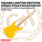 SQUIER Limited Edition Sonic Stratocaster HT Electric Guitar, Maple FB, Graffiti Yellow - Gitar Listrik Elektrik Original Asli