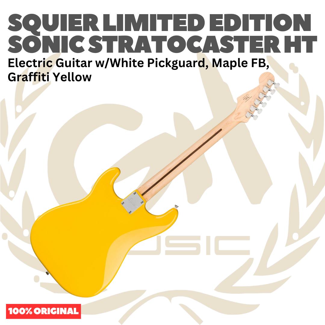 SQUIER Limited Edition Sonic Stratocaster HT Electric Guitar, Maple FB, Graffiti Yellow - Gitar Listrik Elektrik Original Asli