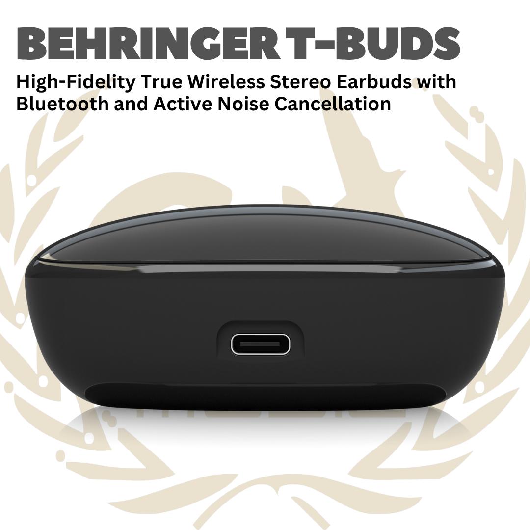 Behringer T-BUDS High-Fidelity True Wireless Stereo Earbuds with Bluetooth and Active Noise Cancellation - T BUDS Wireless Ear Buds Earphone Bluetooth TBUDS
