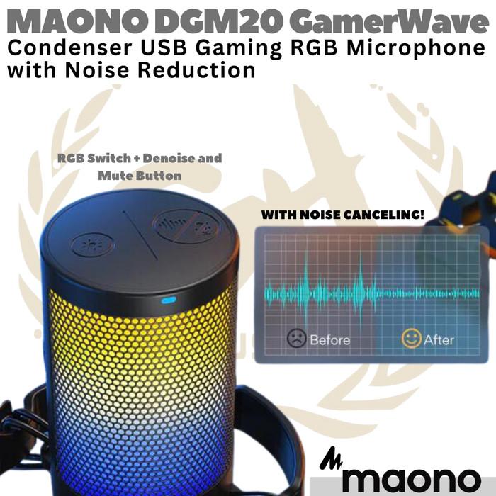 MAONO DGM20 Condenser USB Gaming RGB Microphone + Noise Reduction DM20