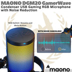 MAONO DGM20 Condenser USB Gaming RGB Microphone + Noise Reduction DM20