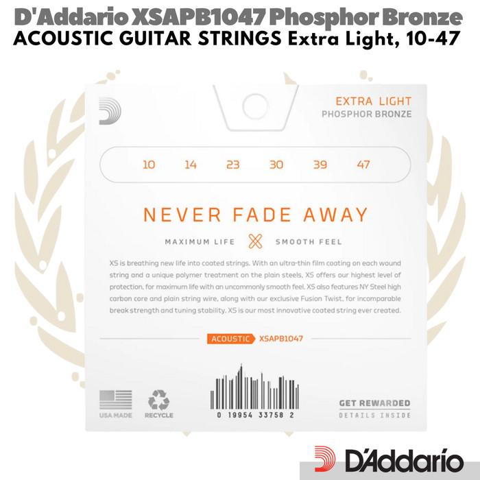 D'Addario XSAPB1047 Phosphor Bronze Extra Light | Senar Akustik 10 47