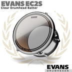 EVANS EC2S Clear Drumhead Tom Batter | 6 8 10 12 13 14 15 16 18 Inch