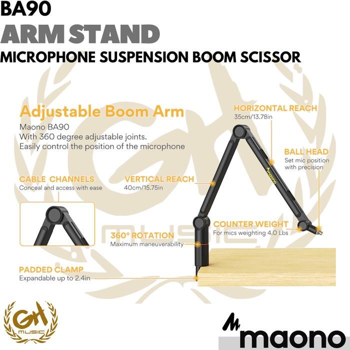 MAONO BA90 Microphone Suspension Boom Scissor Arm Stand Mic