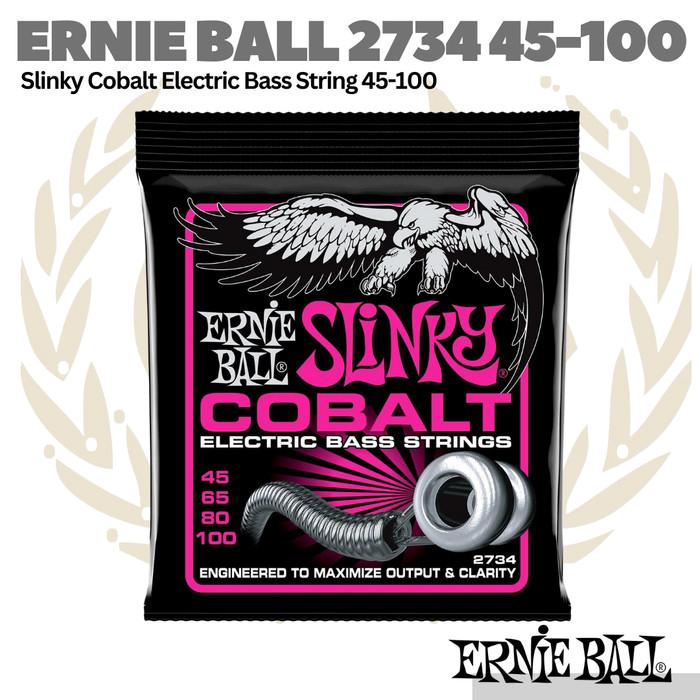 Ernie Ball 2734 Super Slinky Cobalt Electric Bass Strings, 45-100