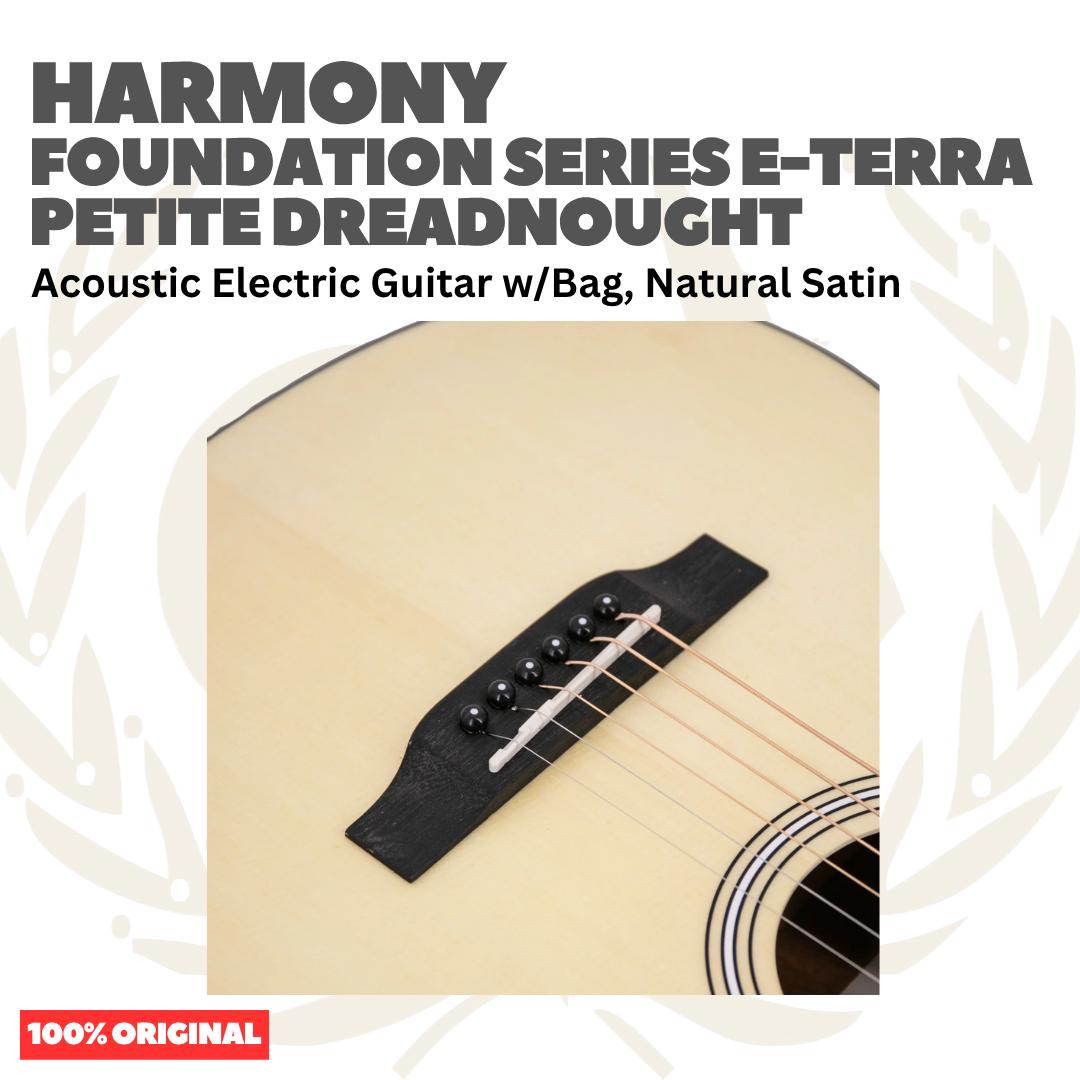 Harmony Foundation Series e-Terra Petite Dreadnought Acoustic Guitar w/Bag - Gitar Akustik Elektrik dg Preamp