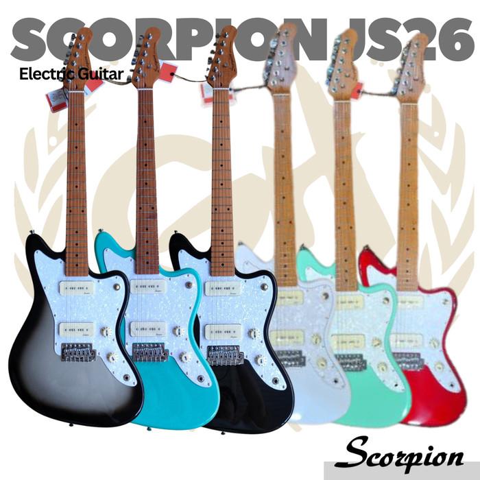 SCORPION JS26 Black Jaguar Series Electric Guitar | Gitar Jazzmaster - SVB, GITARONLY