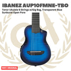 Ibanez AUP10FMNE-TBO Tenor Ukulele 6 String w/Gig Bag, Transparent Blue Sunburst Open Pore - Gitar Lele Elektrik dengan Preamp