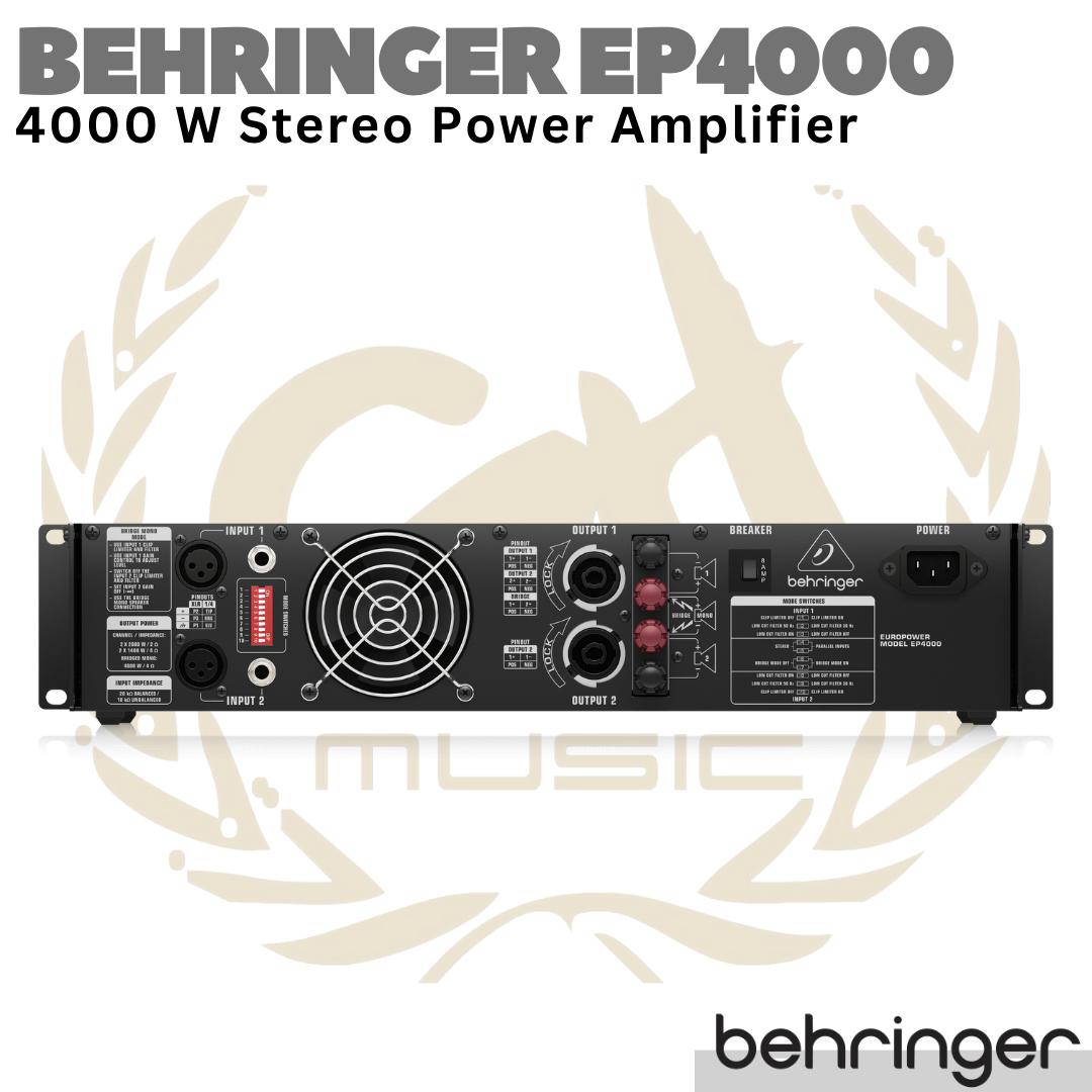 BEHRINGER EUROPOWER EP4000 4000 Watt Stereo Power Amplifier with ATR