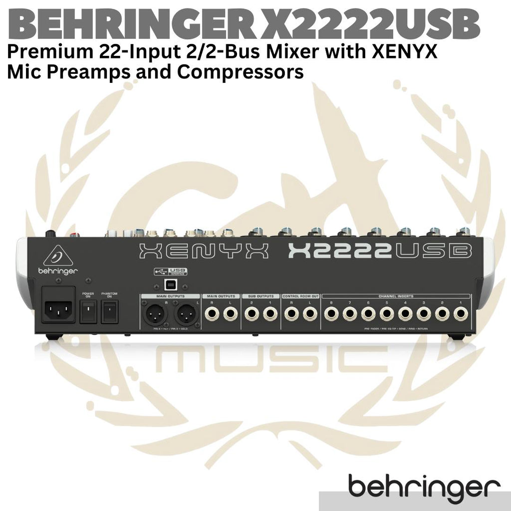 BEHRINGER X2222USB 22 Input 2/2 Bus Audio Mixer | USB Interface X2222