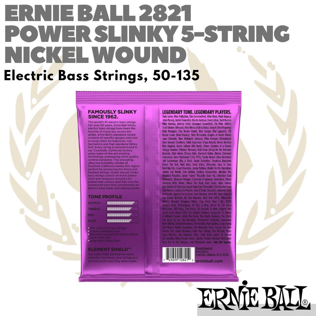 ERNIE BALL 2821 Power Slinky 5-String Nickel Wound | Senar Bass