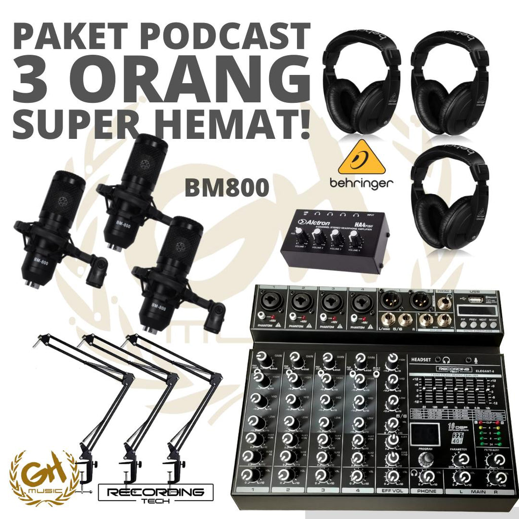 PAKET PODCAST 3 ORANG MURAH BERKUALITAS PM360 / BM800 + RT ELEGANT 6