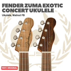 Fender Zuma Exotic Concert Ukulele, Walnut FB - Ukulele 4-Senar Original Asli