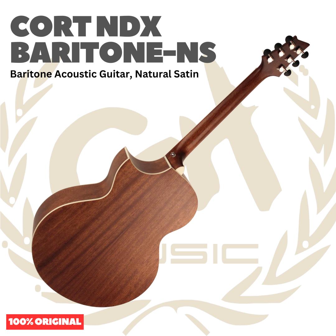Cort NDX Baritone-NS Baritone Acoustic Guitar, Natural Satin - Gitar Akustik Baritone Low Standard Tuning Original Asli