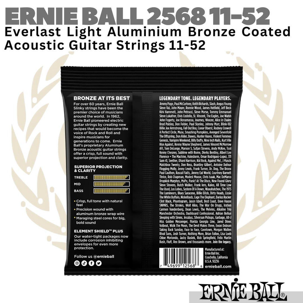 ERNIE BALL Everlast 2568 Aluminum Bronze Acoustic Guitar Strings 11-52