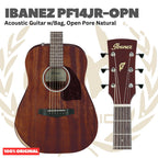 Ibanez PF14JR-OPN Acoustic Guitar w/Bag, Open Pore Natural - Gitar Akustik