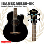 Ibanez AEB8E-BK Acoustic Bass Guitar, Black - Gitar Bass Akustik Elektrik dengan Preamp
