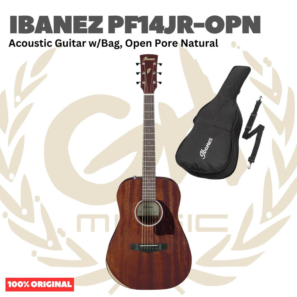 Ibanez PF14JR-OPN Acoustic Guitar w/Bag, Open Pore Natural - Gitar Akustik