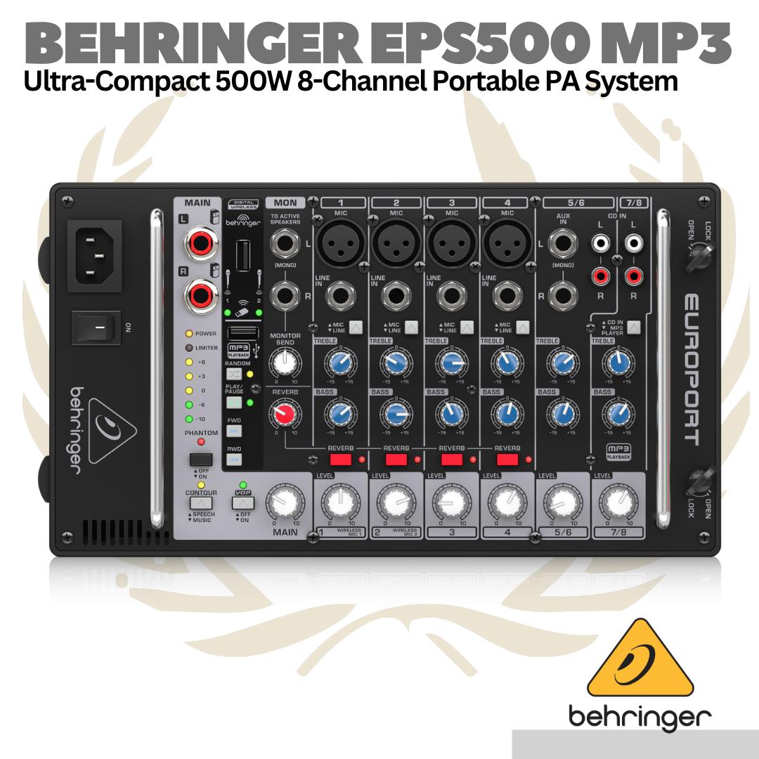 Behringer EPS500MP3 Compact Portable PA System - Speaker Mixer