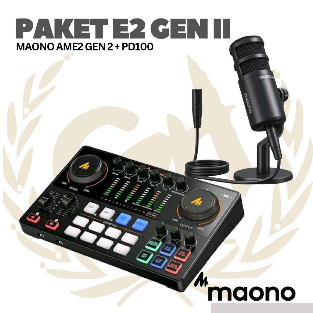 PAKET MAONO E2 GEN 2 - Maono Ame2 Gen II - 1 MIC - Podcast Streaming Recording