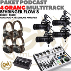 PAKET PODCAST 4 ORANG MULTI TRACK : BEHRINGER FLOW8 + MIC + HEADPHONE