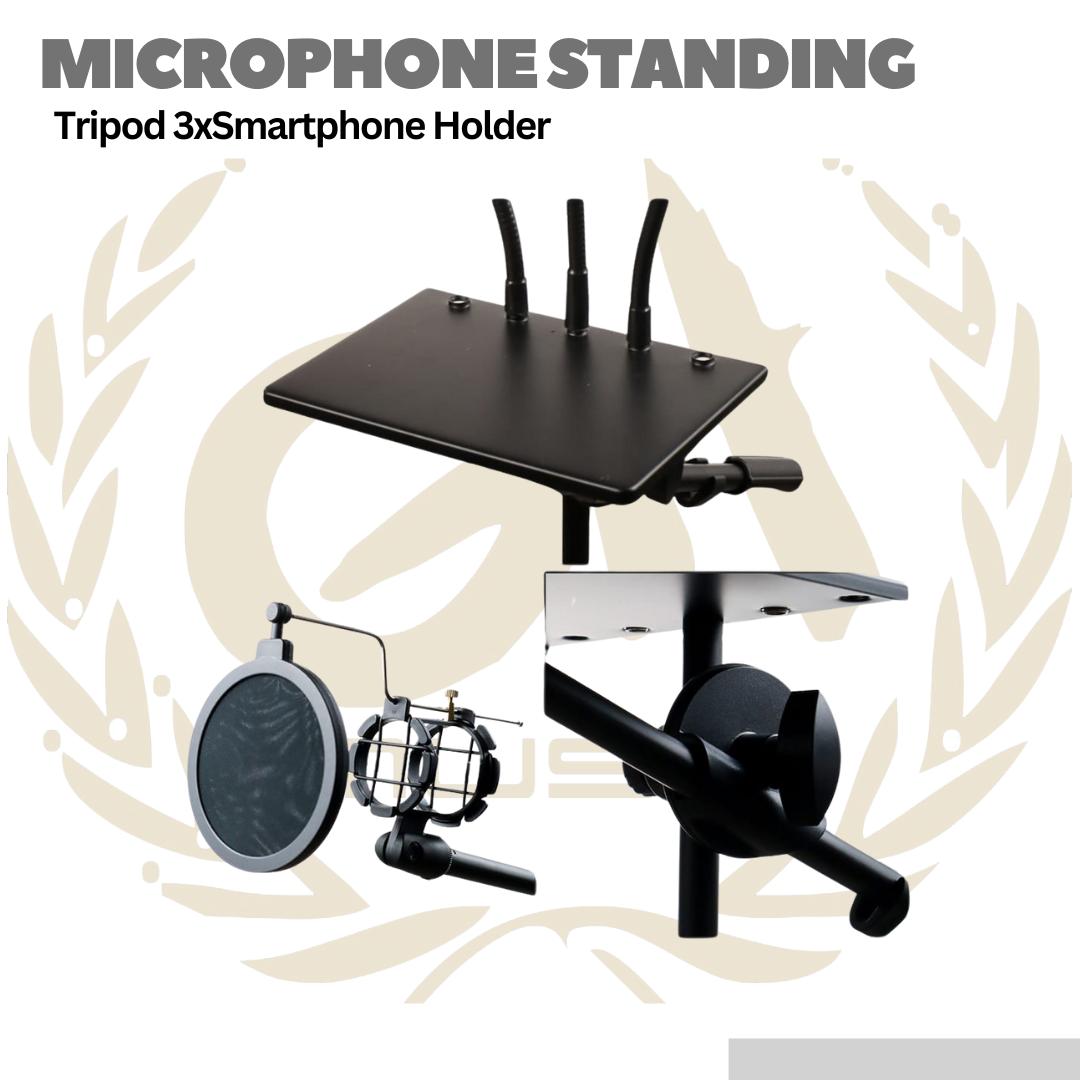 Microphone Standing Holder Tripod 3xSmartphone Holder - NB-04P