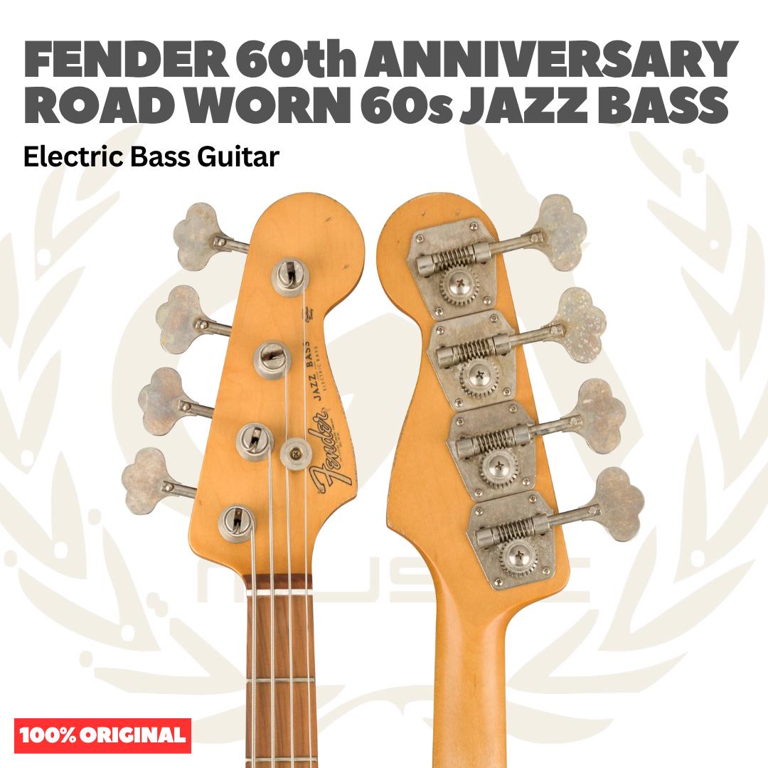 Fender 60th Anniversary Road Worn 60s Jazz Bass Guitar, 3-Colour Sunburst - Bass Listrik Elektrik