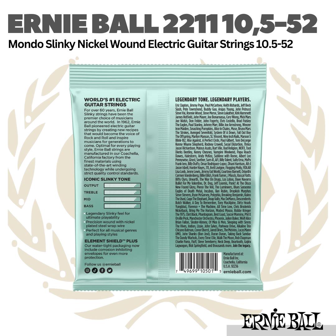 Ernie Ball 2211 10.5-52 Mondo Slinky Nickel Wound Electric Guitar Strings - Senar Gitar
