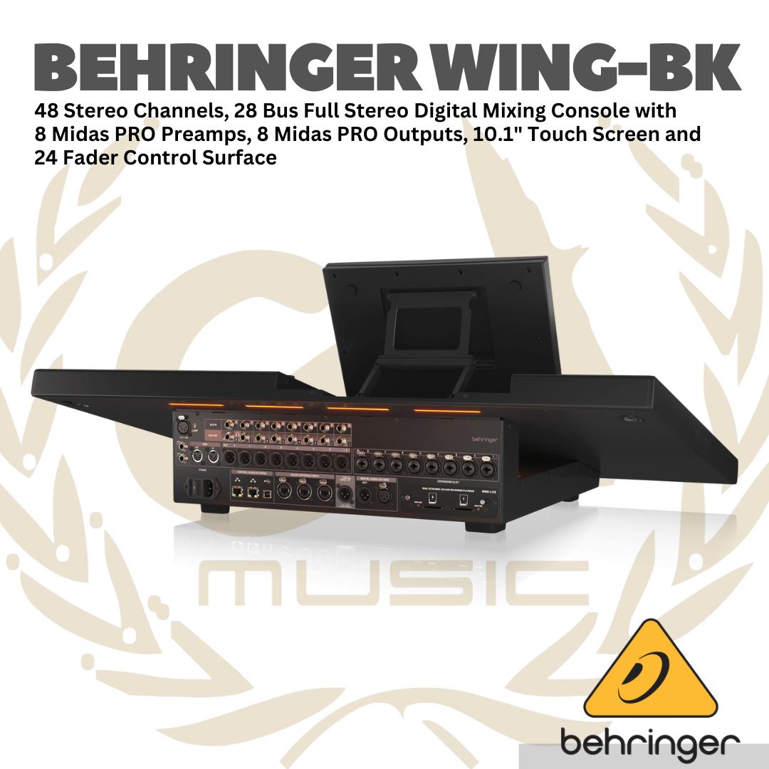 Behringer Wing-BK 48 Channel Full Stereo Digital Audio Mixer - 28 Bus Full Stereo Digital Mixing Console 24 Fader Control Surface Touch Screen