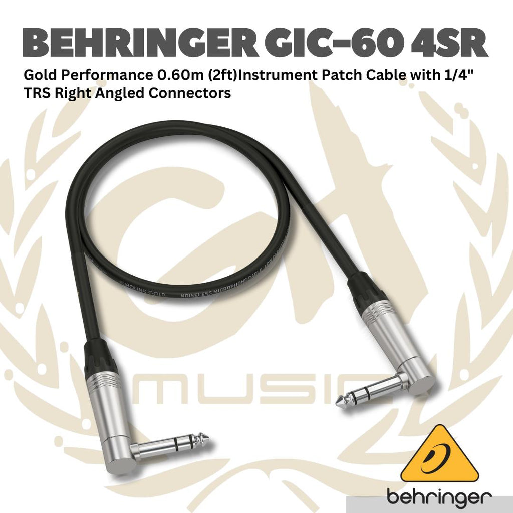 Behringer GIC 4SR  1/4" Right TRS Right Angled Instrument Cable - Jack Kabel Instrument