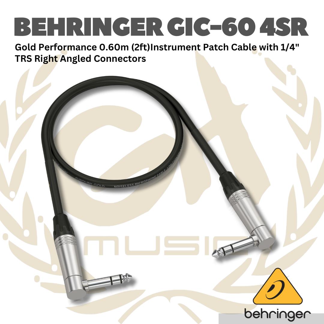 Behringer GIC 4SR  1/4" Right TRS Right Angled Instrument Cable - Jack Kabel Instrument