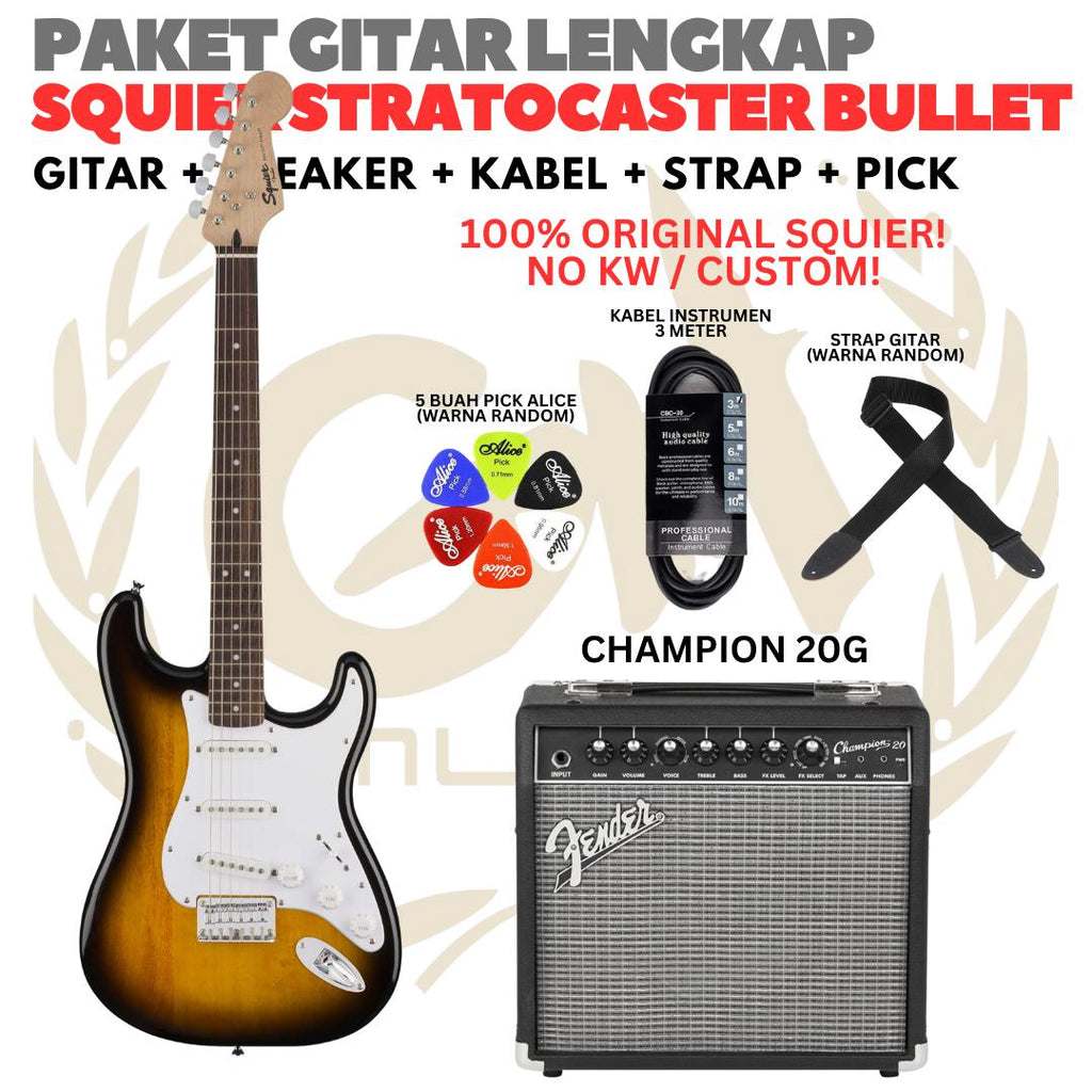 PAKET GITAR SQUIER STRATOCASTER BULLET Electric Gitar | GUITAR PACK