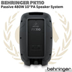 BEHRINGER PK110 Passive 480W 10 inch PA Speaker System | Spiker Pasif