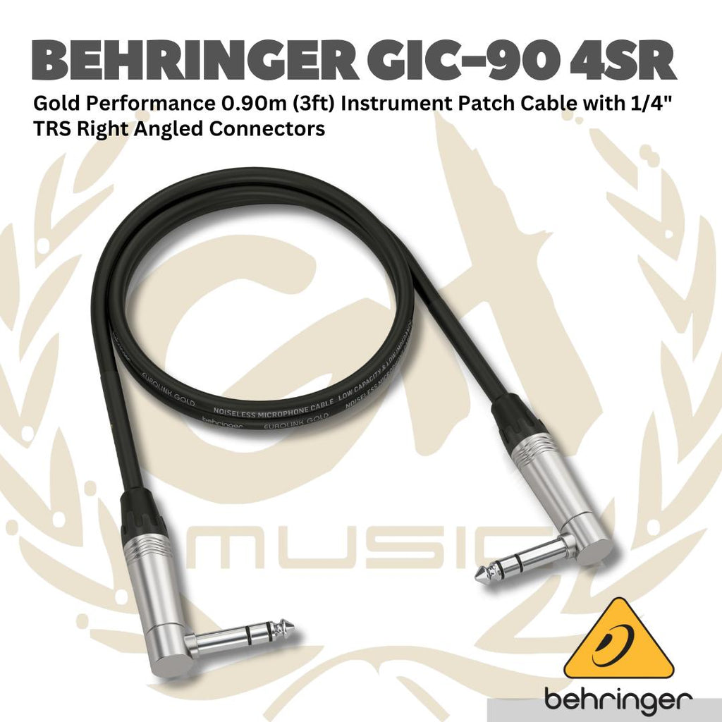 Behringer GIC 4SR  1/4" Right TRS Right Angled Instrument Cable - Jack Kabel Instrument