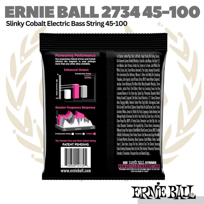 Ernie Ball 2734 Super Slinky Cobalt Electric Bass Strings, 45-100