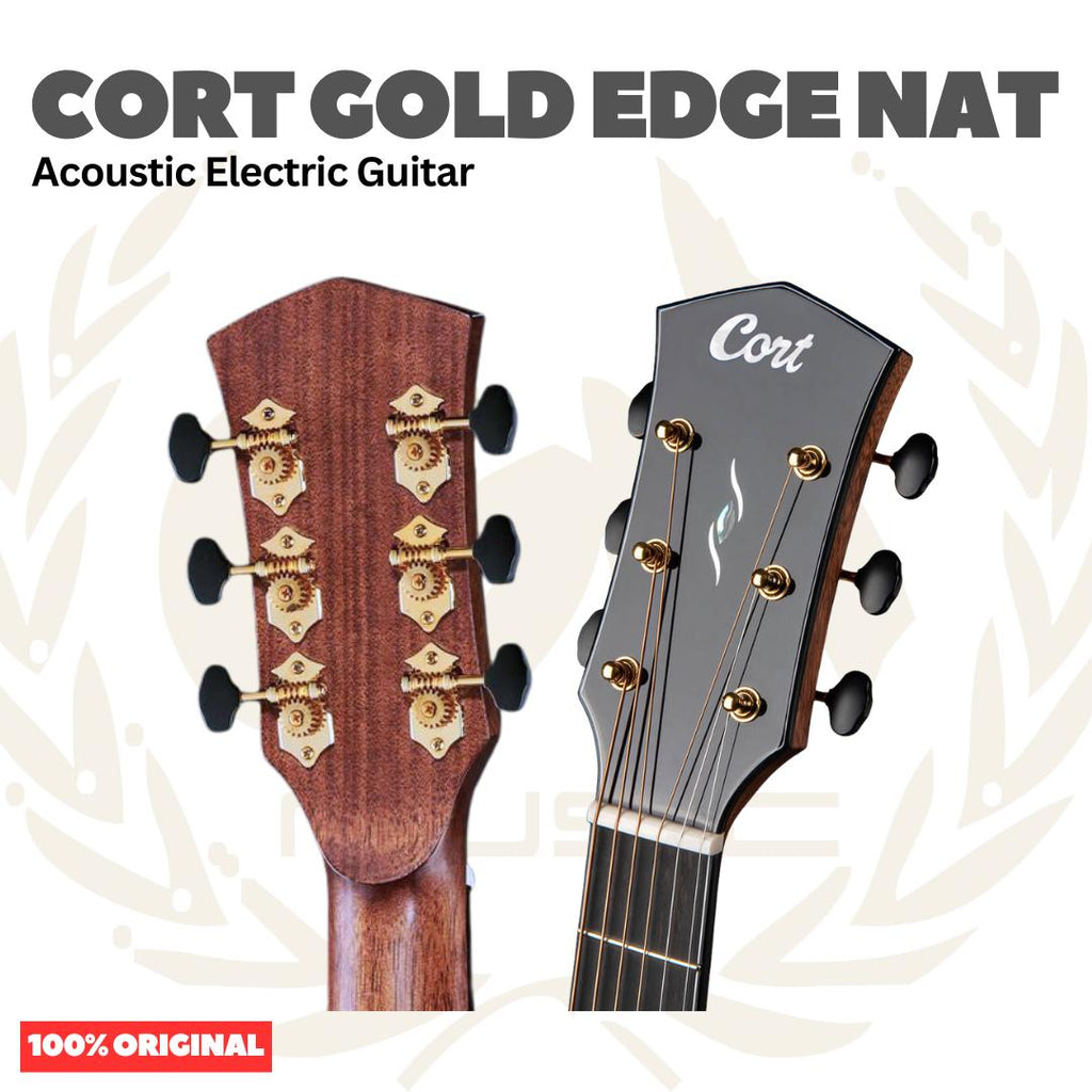 Cort Gold Edge Acoustic Electric Guitar w/Case, Natural - Gitar Akustik Elektrik