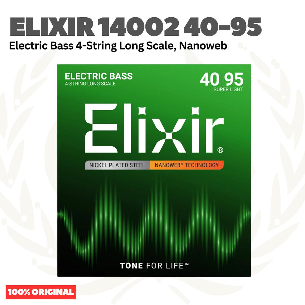 Elixir 14002 40-95 Electric Bass 4-String Long Scale, Nanoweb - Senar Bass
