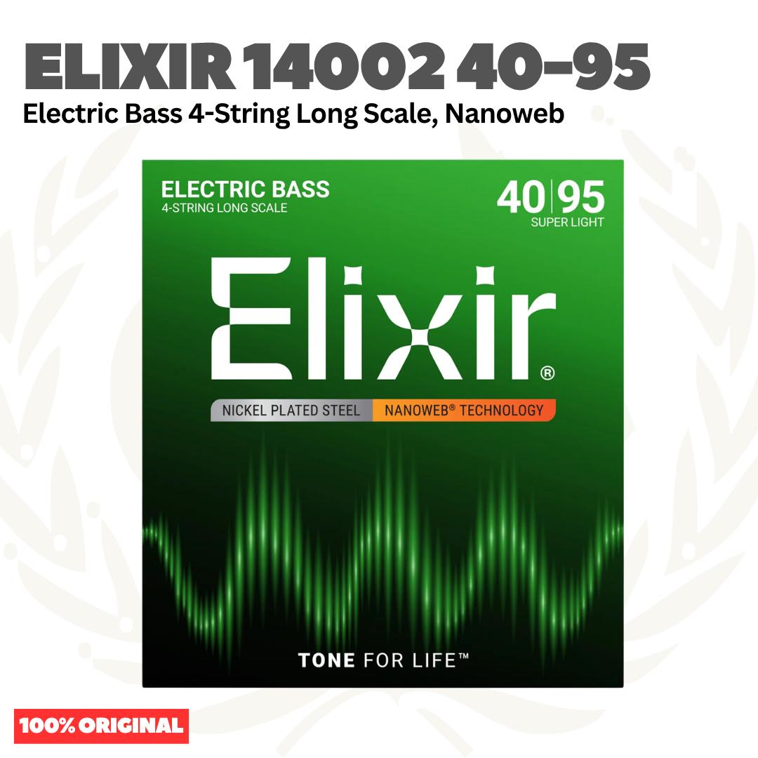 Elixir 14002 40-95 Electric Bass 4-String Long Scale, Nanoweb - Senar Bass