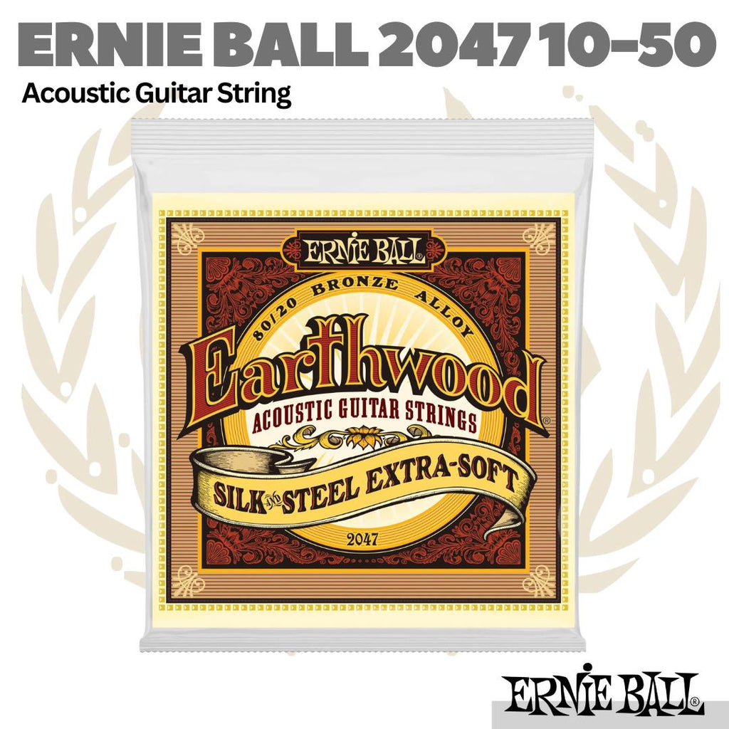 Ernie Ball 2047 Earthwood 80/20 Bronze Acoustic Guitar Strings, 10-50