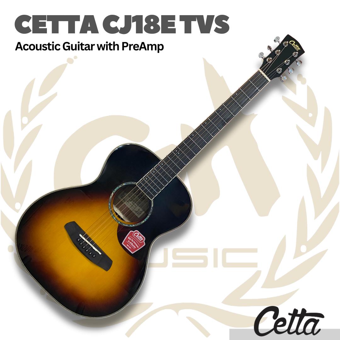 Cetta CJ18E Acoustic Guitar with Pre-Amp - Gitar Akustik Elektrik CJ18E dengan PreAmp