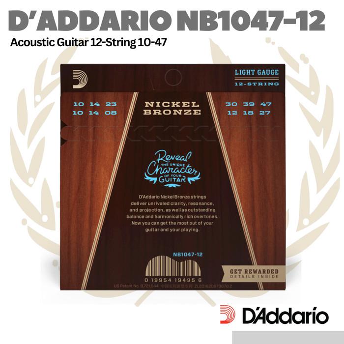D'addario NB1047-12 Nickel Bronze Acoustic Guitar String - 12 Senar