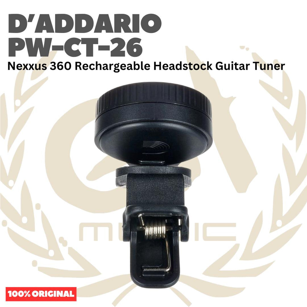 D'addario PW-CT-26 Nexxus 360 Rechargeable Headstock Guitar Tuner - Tuner Gitar Bass Original Asli