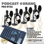 RECORDING TECH PRO RTX6 PLUS MAONO A03T, PAKET PODCAST 4 ORANG KOMPLIT