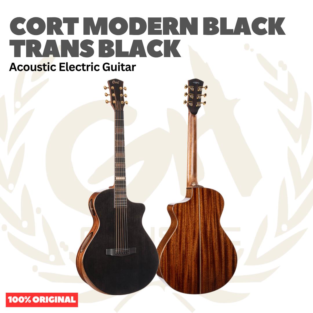 Cort Modern Black Trans Black Acoustic Electric Guitar w/Case - Gitar Akustik Elektrik