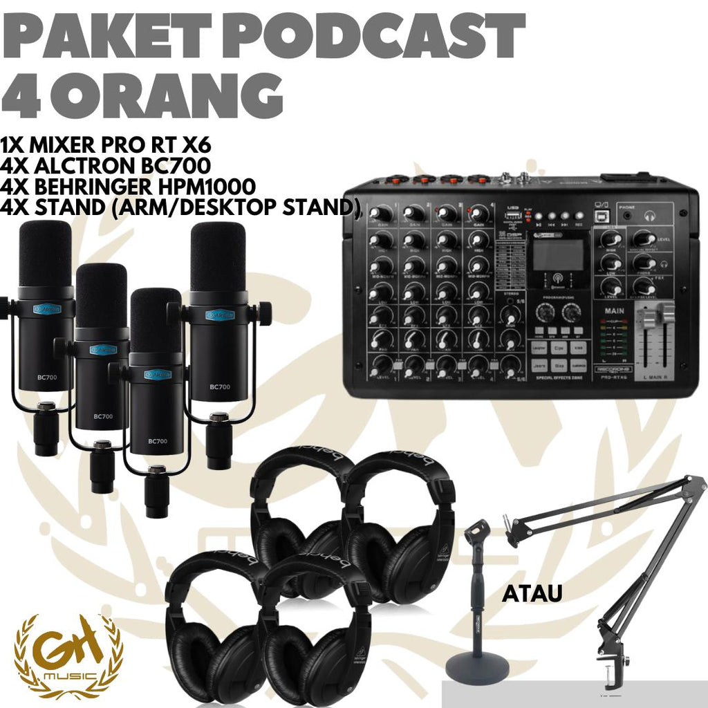 PAKET PODCAST 4 ORANG ALCTRON BC700 + RTX6 PRO + HEADPHONE