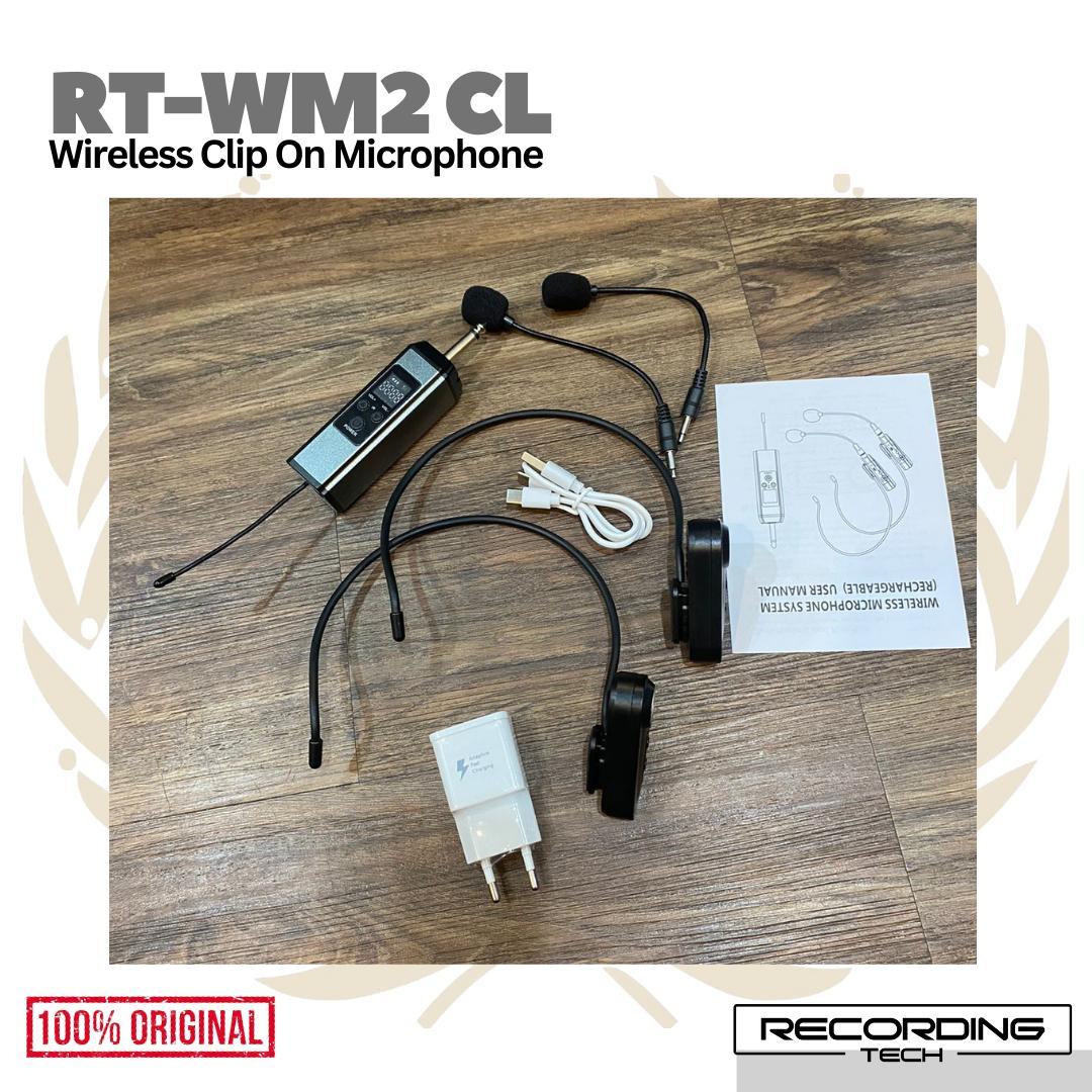 Recording Tech RT-HH-WM2 CL / RT HH WM2 CL Wireless Clip on Microphone | Mic Jepit Imam Ibadah Olah Raga Senam Outdoor Bando