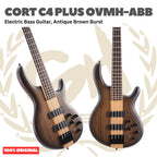 Cort C4 PLUS OVMH-ABB Electric Bass Guitar, Antique Brown Burst - Bass Listrik Electric C-4 Plus OVMHABB Original Asli