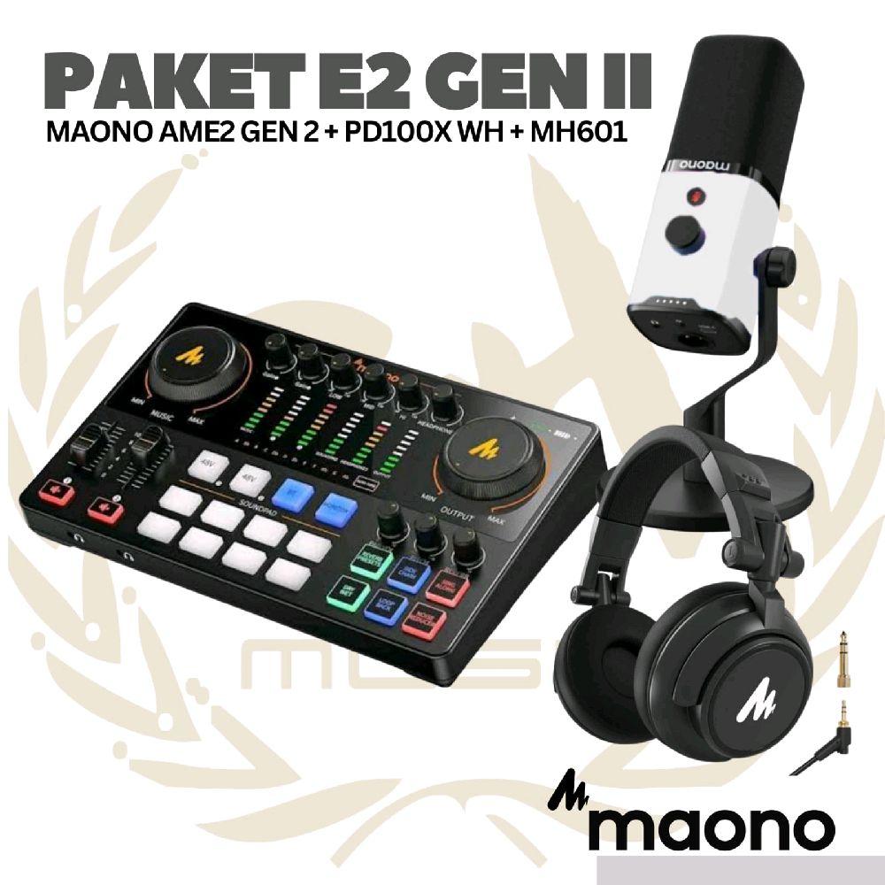 PAKET MAONO E2 GEN 2 - AME2 Gen II - 1  MIC PLUS MH601 - Podcast, Streaming, Recording