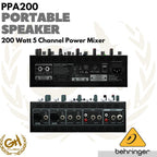 BEHRINGER PPA200 Portable Speaker 5 Chanel Power Mixer meeting karaoke