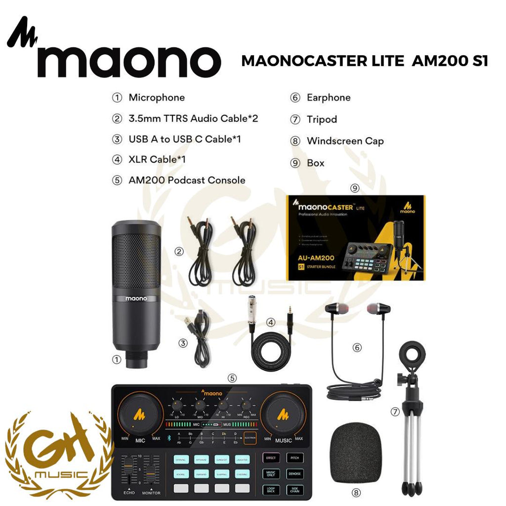 MAONOCASTER AM200-S1 Single Mic Bundle: All-In-One Podcast Studio